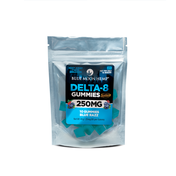 Delta 8 Blue Razz Gummies 250mg