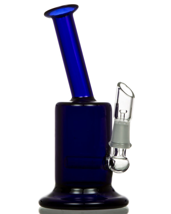 small blue water pipe with inline perc