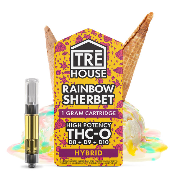 THC-O Cartridge + D8 + D9 + D10 – Rainbow Sherbet – Hybrid 1g