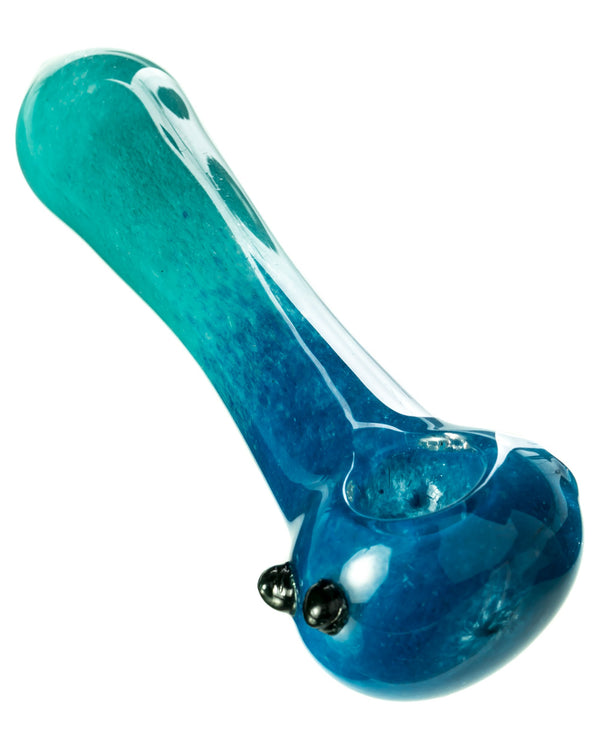 Blue Fritted Two Tone Spoon Pipe w/ Black Marbles