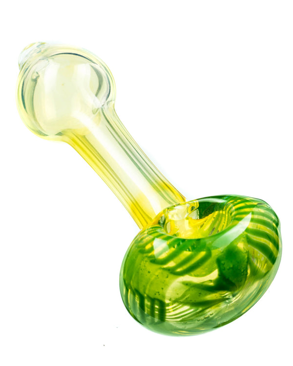 Green Raked Face Fumed Spoon Pipe