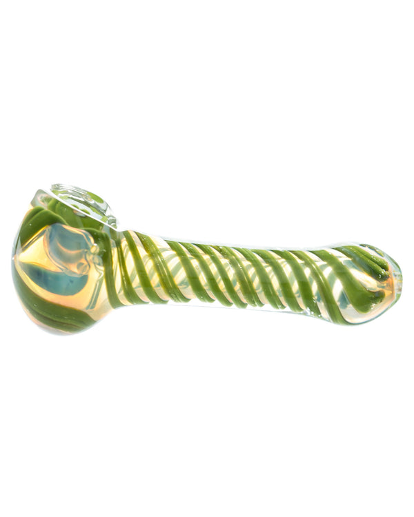 Fumed Glass Hand Pipe with Green Swirls