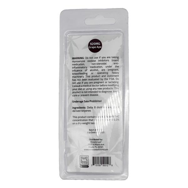 Delta-8 THC Disposable – Grape Ape 920mg