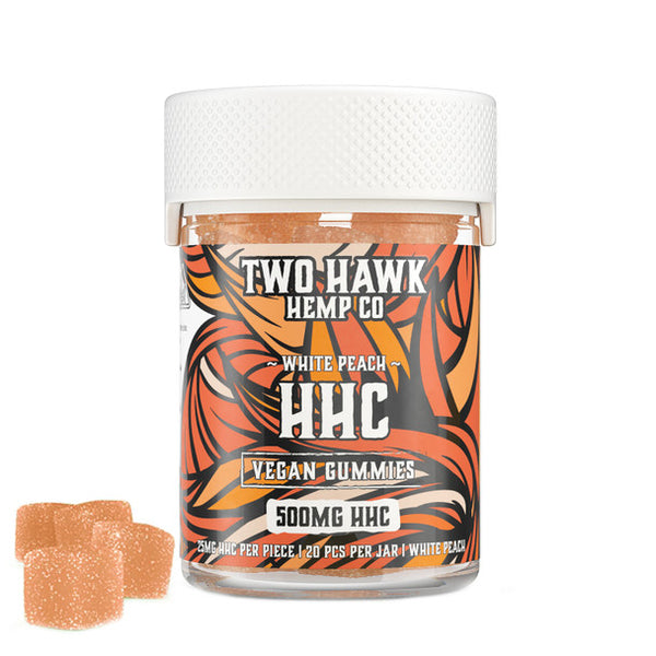 TWO HAWK HEMP CO. - HHC EDIBLE - VEGAN GUMMIES - WHITE PEACH - 10MG